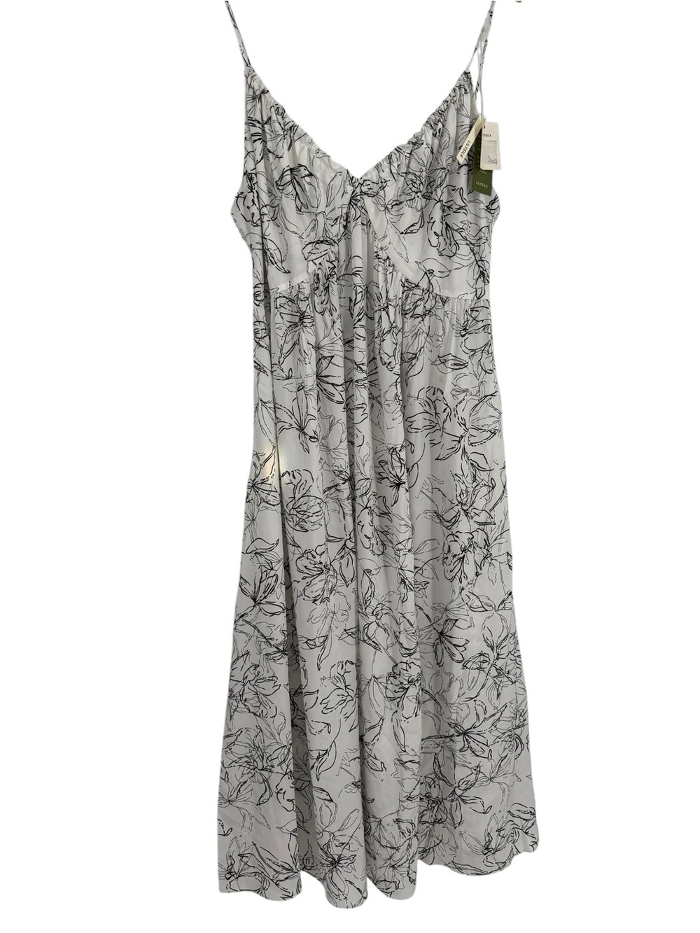LILYSILK NWT White Black Silk Sleeveless Slip Dress Size 16 V-neck Floral